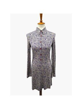 Vintage Anna Sui Button-Up Long Sleeve Shirt Dress USA